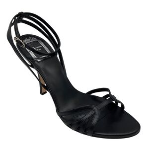 CHRISTIAN DIOR BLACK LAMBSKIN LEATHER GLAM EVE SANDALS